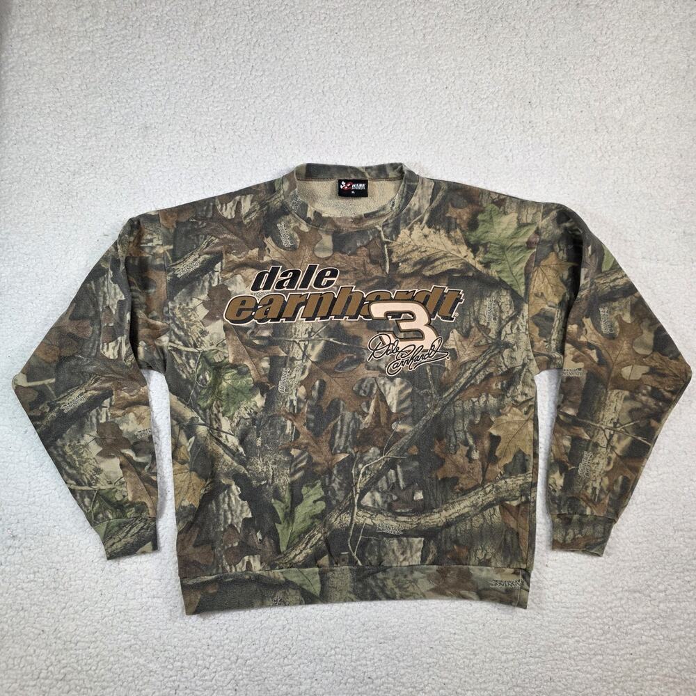 90s Dale Earnhardt XL Camo NASCAR Chase Authentics 3 Crewneck Sweatshirt VINTAGE